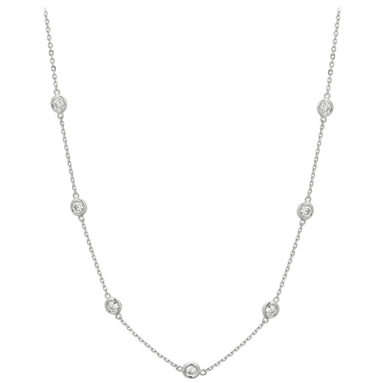 0.76ct Diamond by the Yard Necklace 14k White Gold