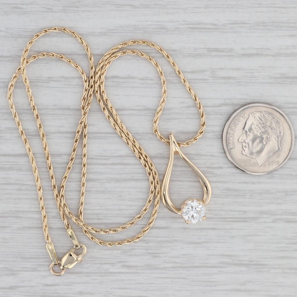 Women's 0.76ct Diamond Wishbone Pendant Necklace 14k Yellow Gold 18