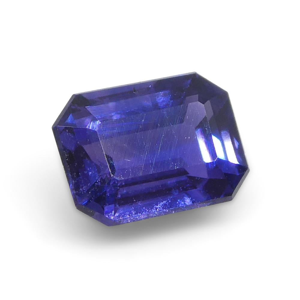 Women's or Men's 0.76ct Emerald Cut Blue Sapphire from Madagascar Unheated For Sale