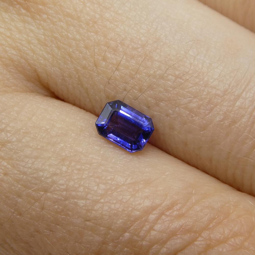 0.76ct Emerald Cut Blue Sapphire from Madagascar Unheated For Sale 4