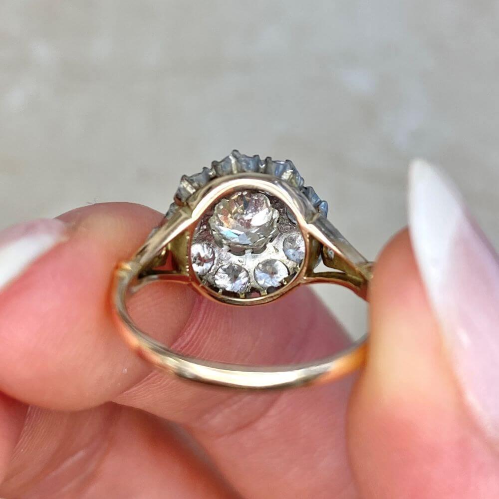 0.76ct Old European Cut Diamond Cluster Engagement Ring, Platinum & Yellow Gold 7