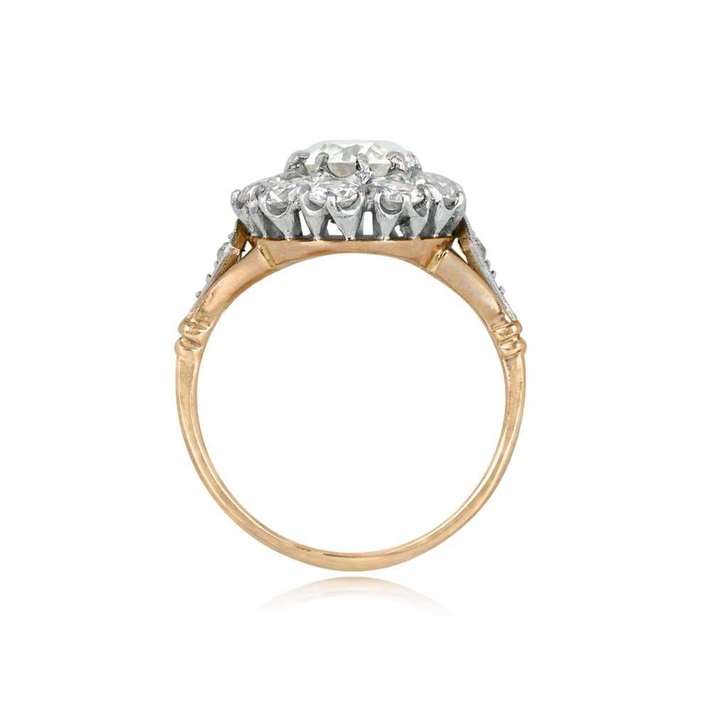 Art Deco 0.76ct Old European Cut Diamond Cluster Engagement Ring, Platinum & Yellow Gold