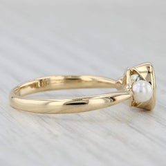 0,76 Karat ovaler Aquamarin Zuchtperlenring 18k Gelbgold Größe 9