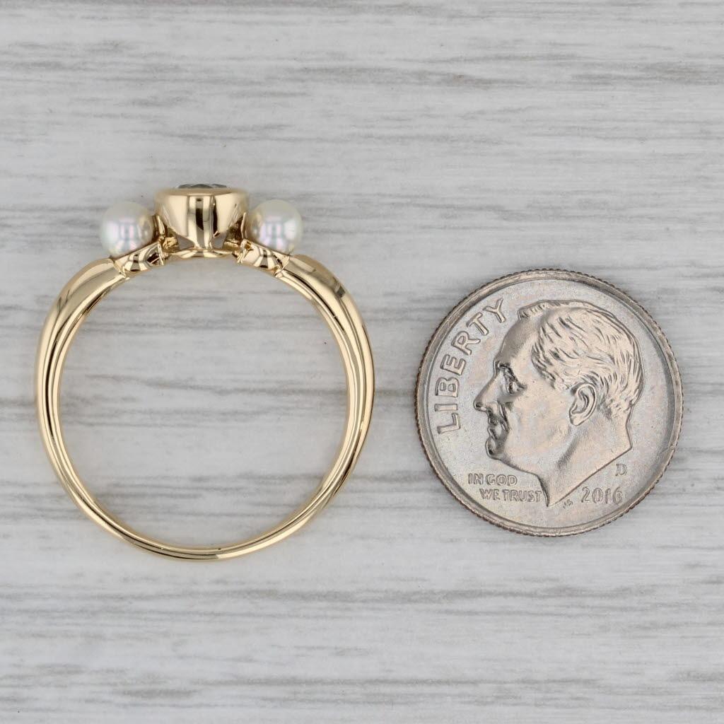 Anello di perle coltivate con acquamarina ovale da 0,76 carati, oro giallo 18 carati, misura 9 in vendita 2