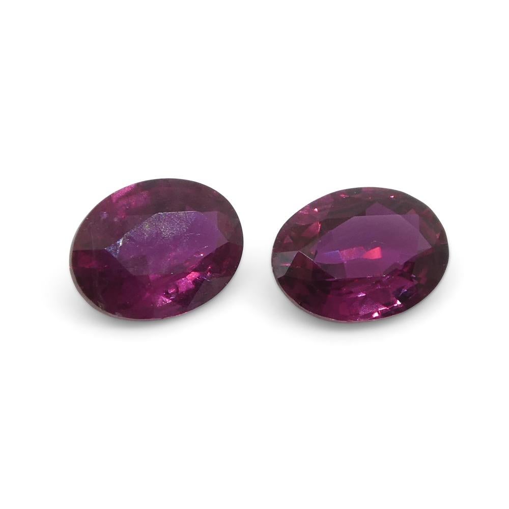 0.76ct Pair Oval Purple Sapphire from Thailand For Sale 7