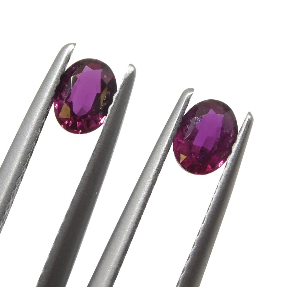 Brilliant Cut 0.76ct Pair Oval Purple Sapphire from Thailand For Sale