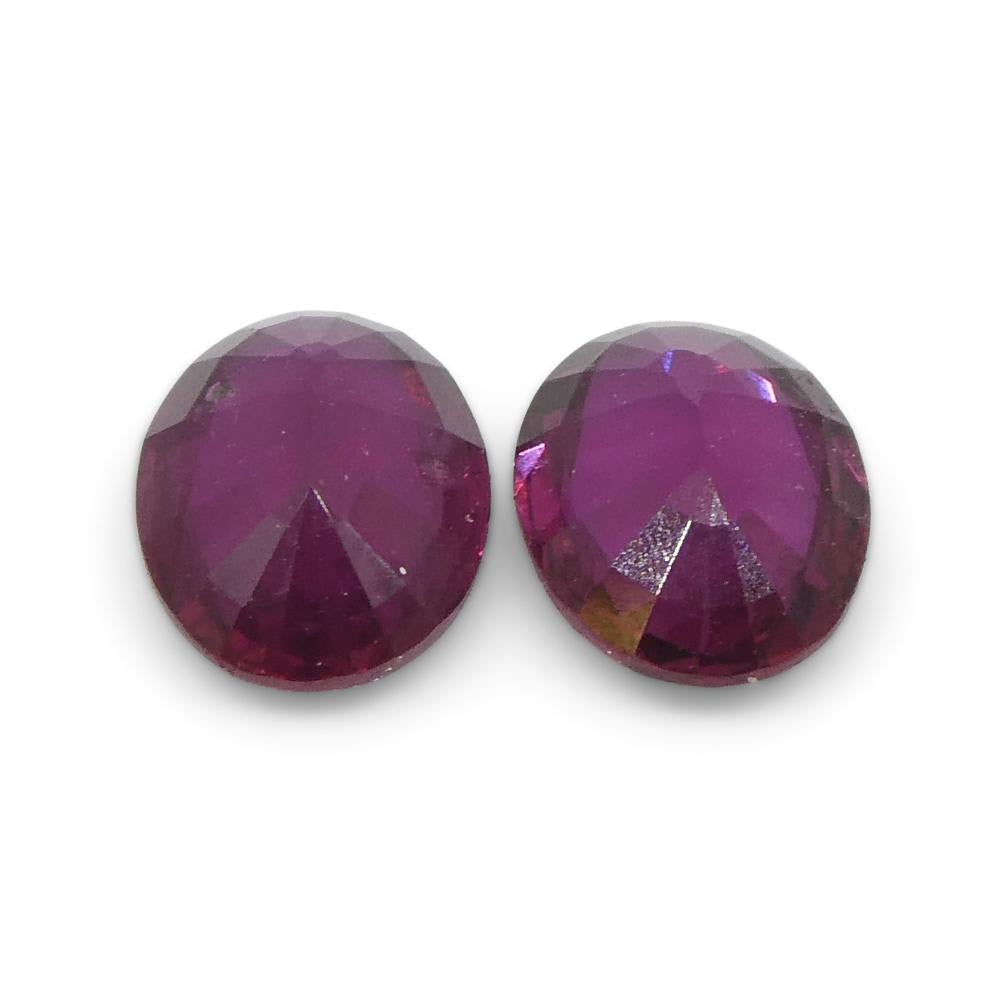 0.76ct Pair Oval Purple Sapphire from Thailand In New Condition For Sale In Toronto, Ontario