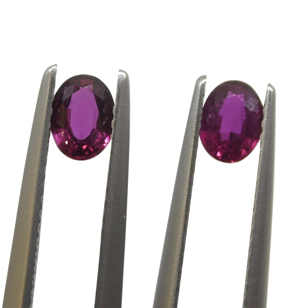 Women's or Men's 0.76ct Pair Oval Purple Sapphire from Thailand For Sale
