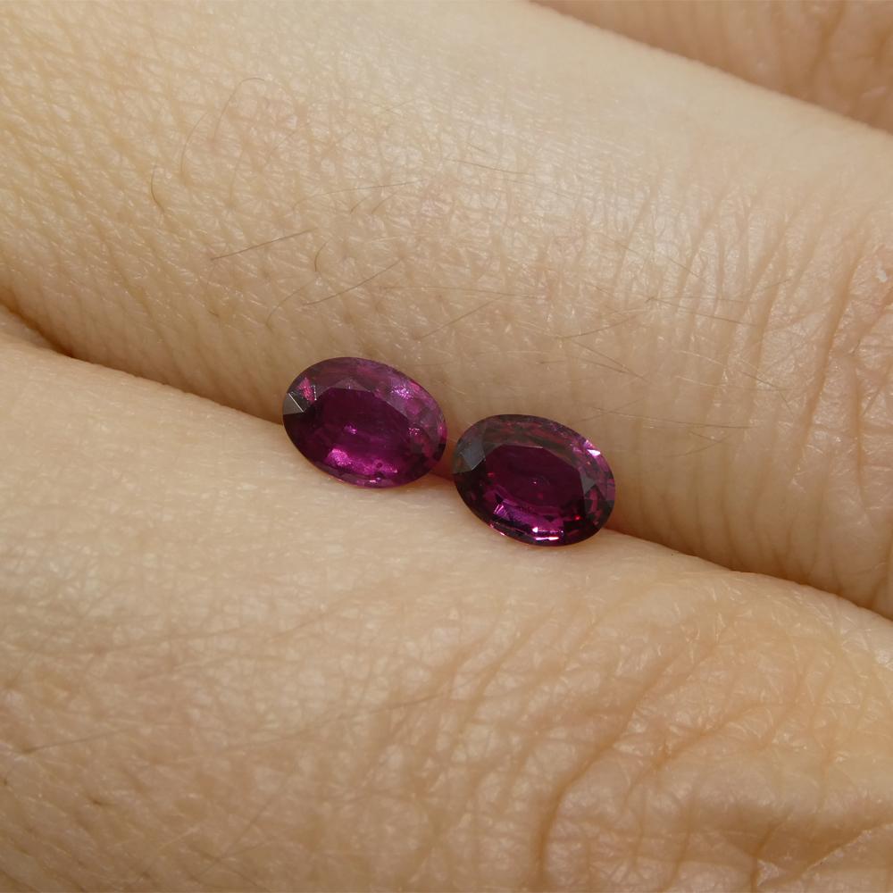 0.76ct Pair Oval Purple Sapphire from Thailand For Sale 1