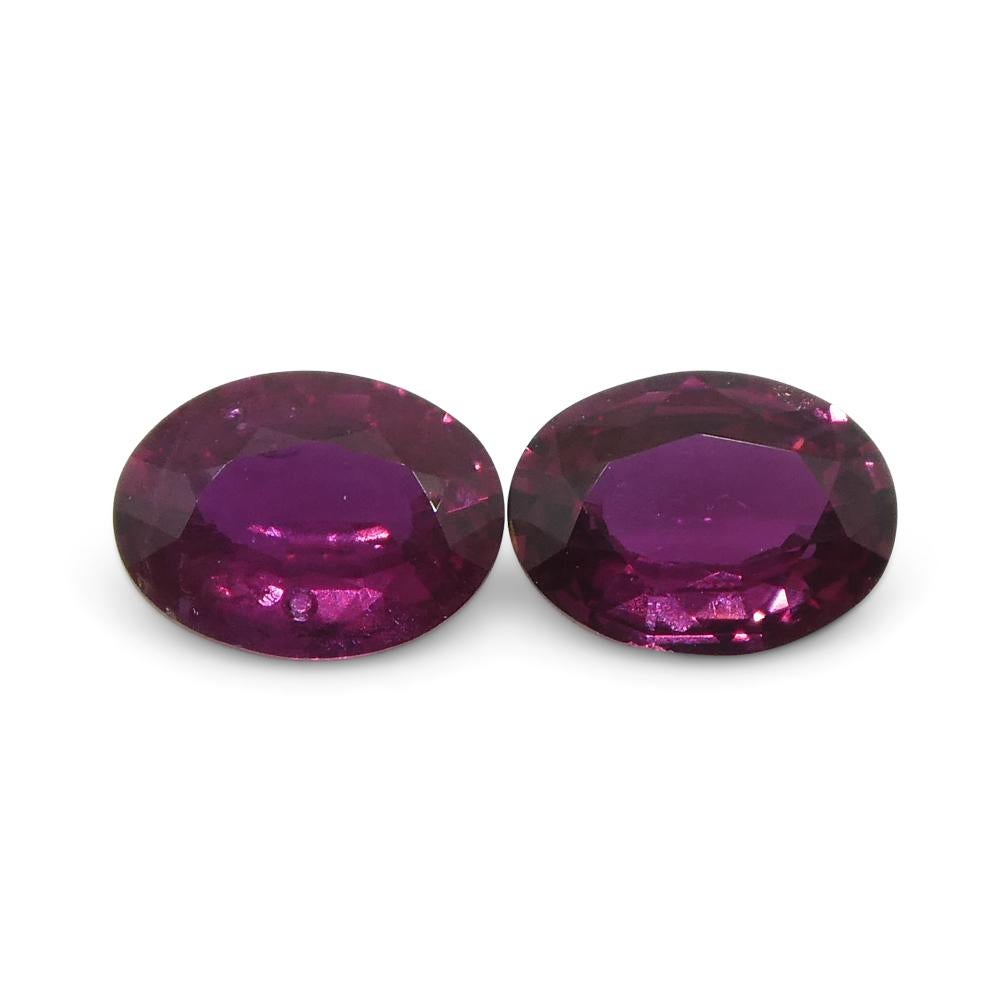 0.76ct Pair Oval Purple Sapphire from Thailand For Sale 2