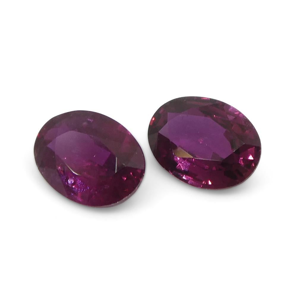 0.76ct Pair Oval Purple Sapphire from Thailand For Sale 3