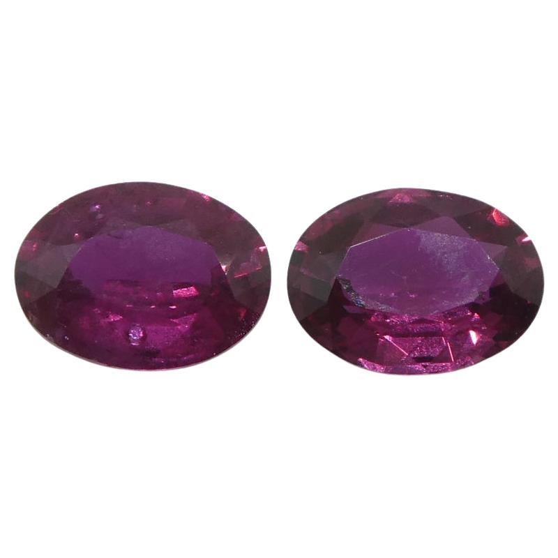 0.76ct Pair Oval Purple Sapphire from Thailand For Sale