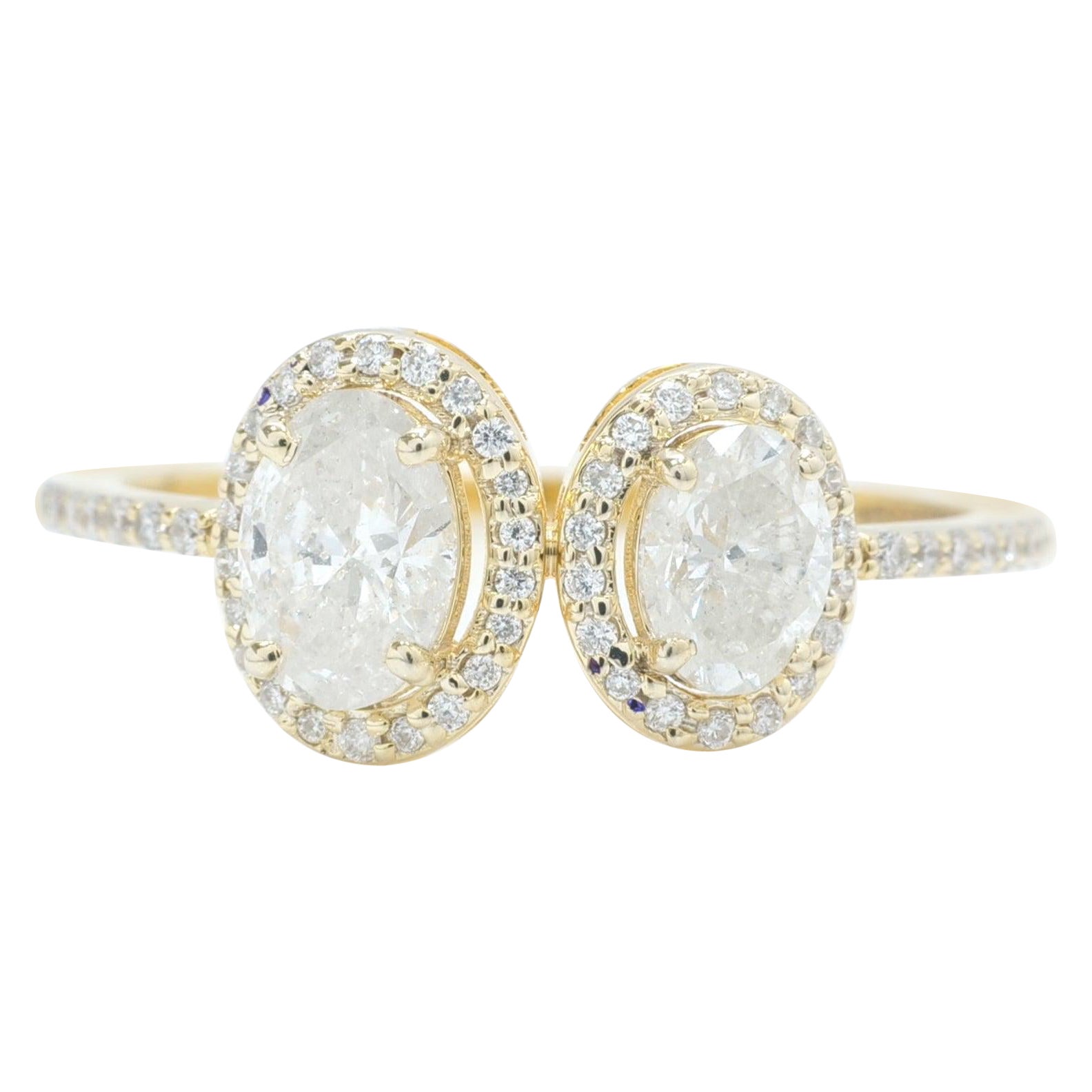 Anillo ovalado doble de 0,76 ct con diamantes naturales en oro macizo de 14 quilates (certificado) en venta