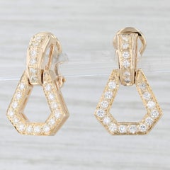 0.76ctw Diamond Drop Earrings 14k Yellow Gold Omega Backs