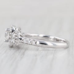 0.76ctw Diamond Emerald Cut Halo 3-Stone Engagement Ring 14k White Gold Size 6.5