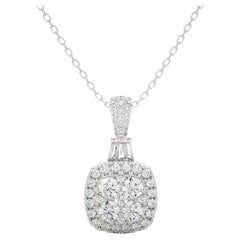 0.76ctw Diamond Moonlight Cushion Cluster Pendant in 14K White Gold