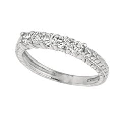 0.77 Carat 5 Stone Natural Diamond Ring Band G SI 14k White Gold