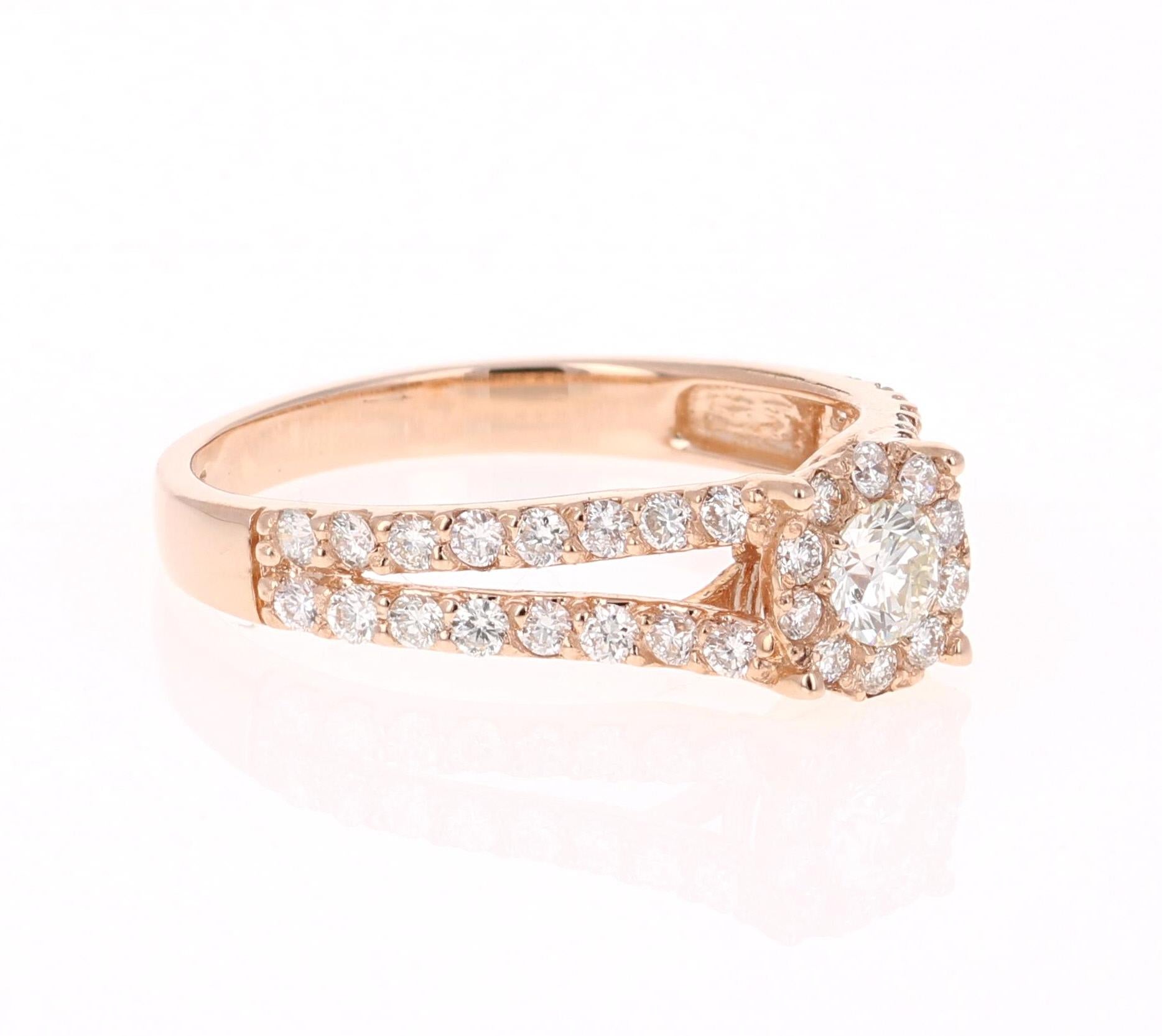 Ein süßer und zierlicher Ring mit 43 Diamanten im Rundschliff und einem Gewicht von 0,77 Karat. (Reinheit: VS, Farbe: H) 

Es ist schön in 14 Karat Roségold gefasst und wiegt etwa 2,7 Gramm

Der Ring hat die Größe 6 3/4 und kann bei Bedarf kostenlos