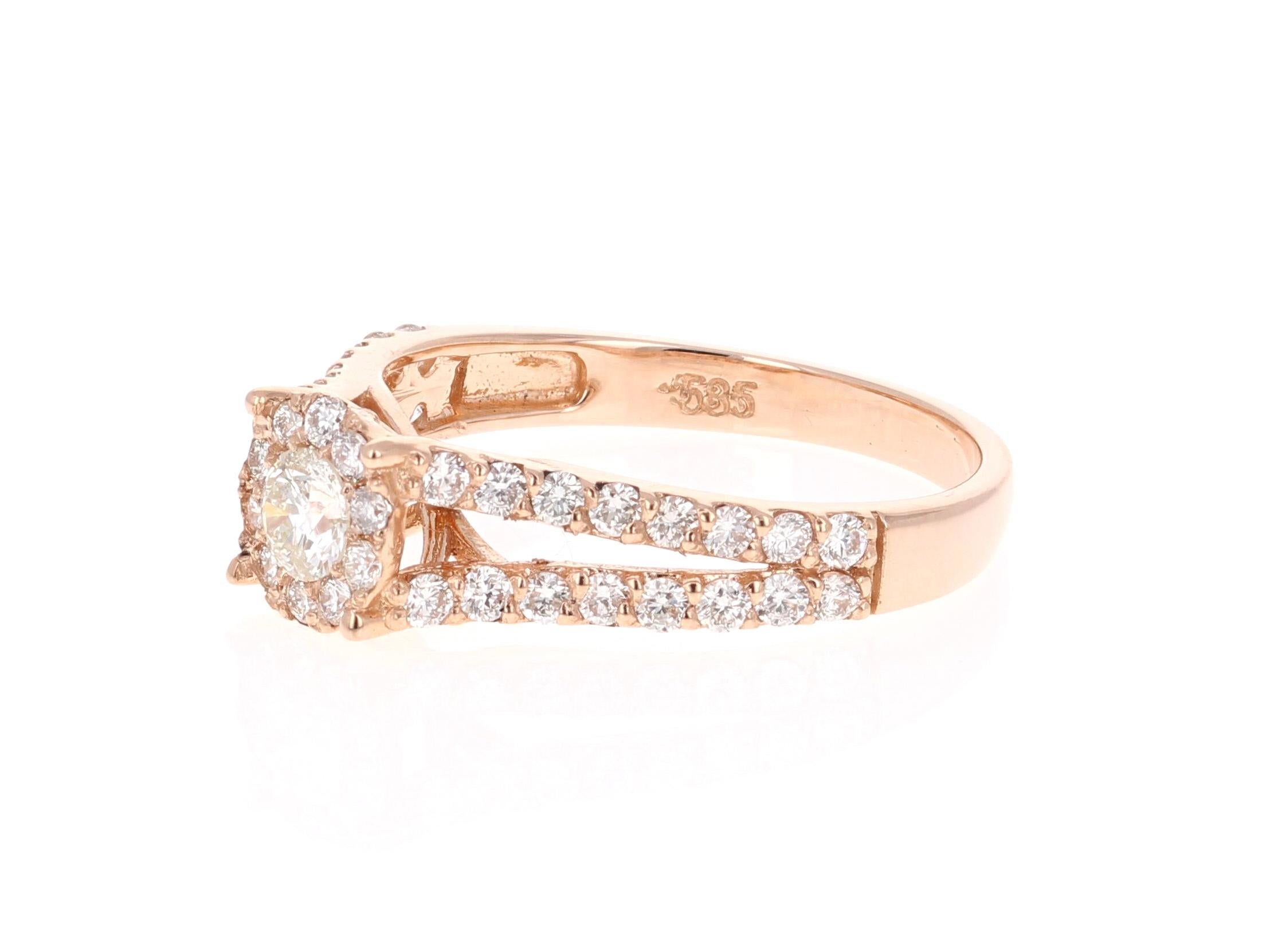 0,77 Karat Diamant 14 Karat Roségold Ring (Zeitgenössisch) im Angebot