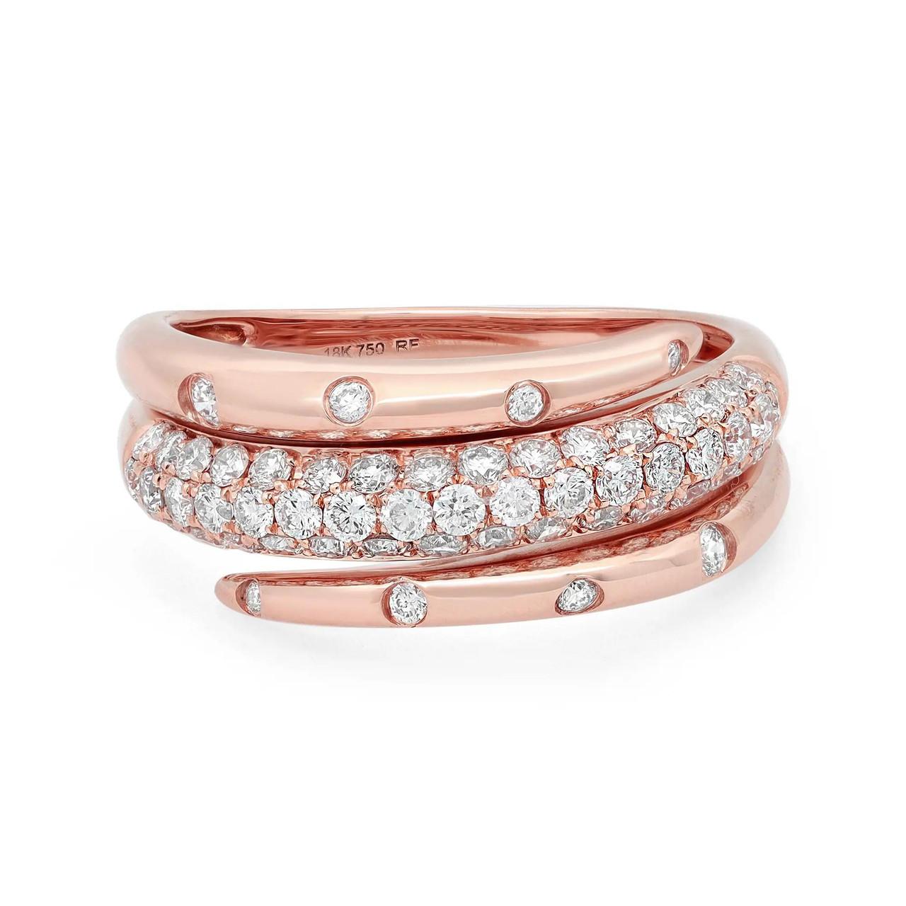 Modern 0.77 Carat Diamond Spiral Ring 18K Rose Gold For Sale