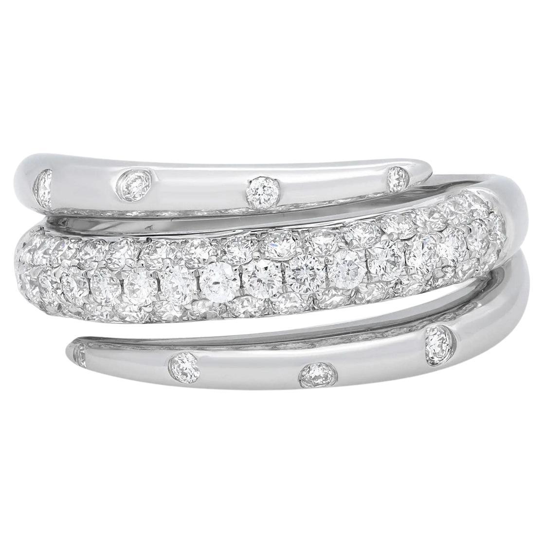 0.77 Carat Diamond Spiral Ring 18K White Gold  For Sale