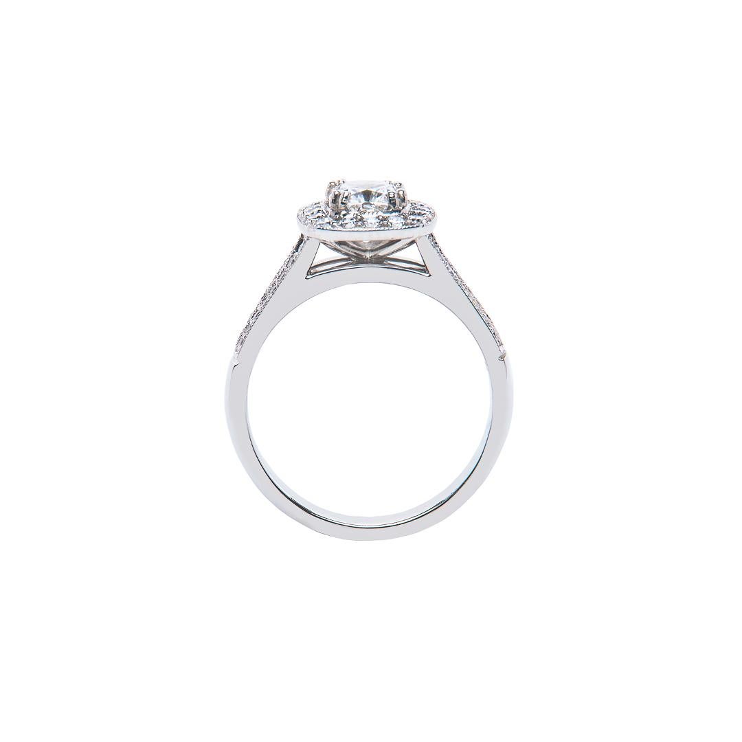 Contemporary 0.77 Carat E VVS2 Cushion Diamond Cluster Ring Natalie Barney For Sale