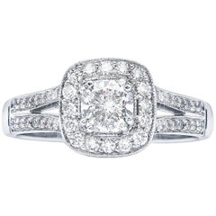 0.77 Carat E VVS2 Cushion Diamond Cluster Ring Natalie Barney