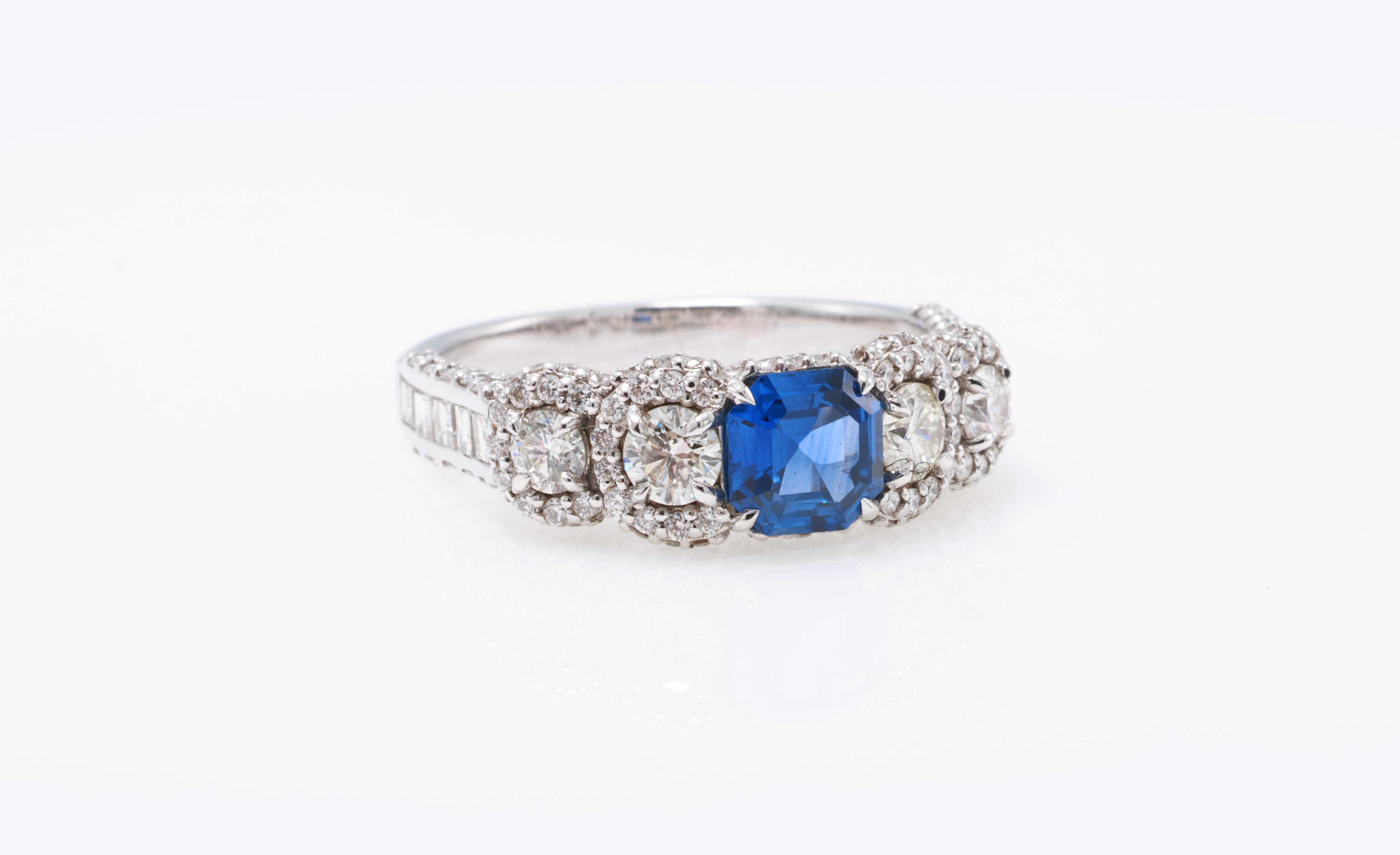 0.77 Carat Emerald Sapphire Ring For Sale 5