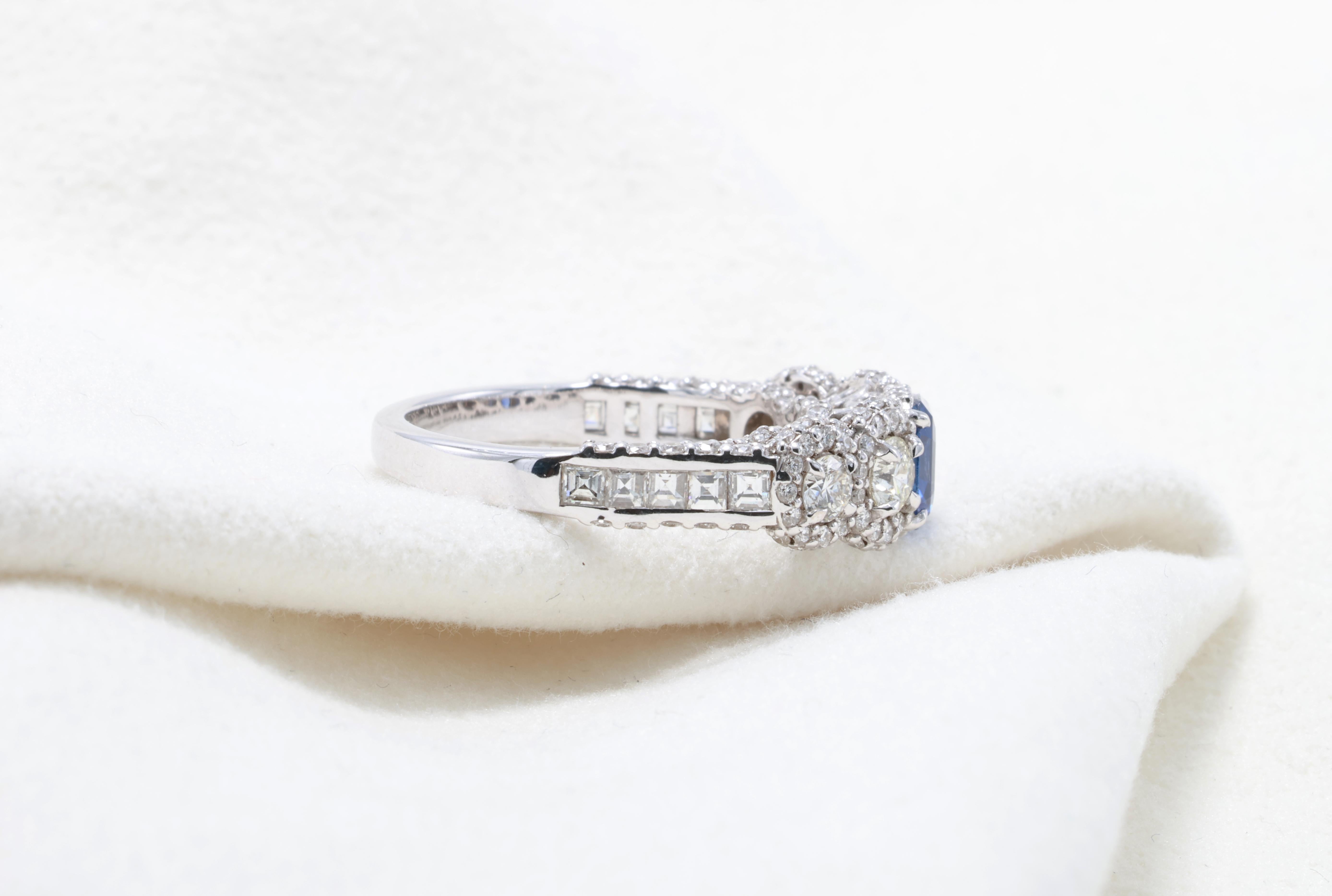 0.77 Carat Emerald Sapphire Ring For Sale 9