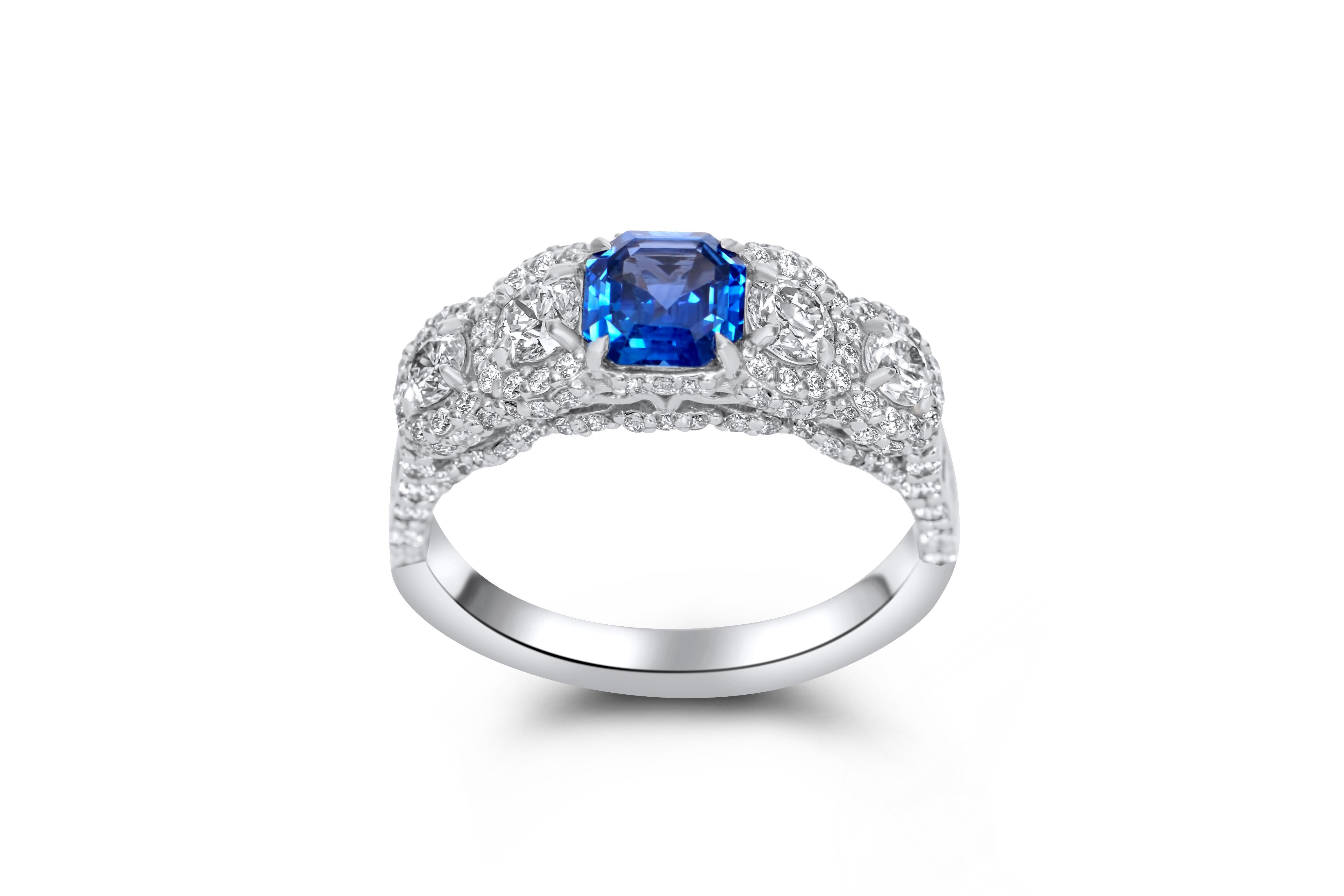 0.77 Carat Emerald Sapphire Ring For Sale 11
