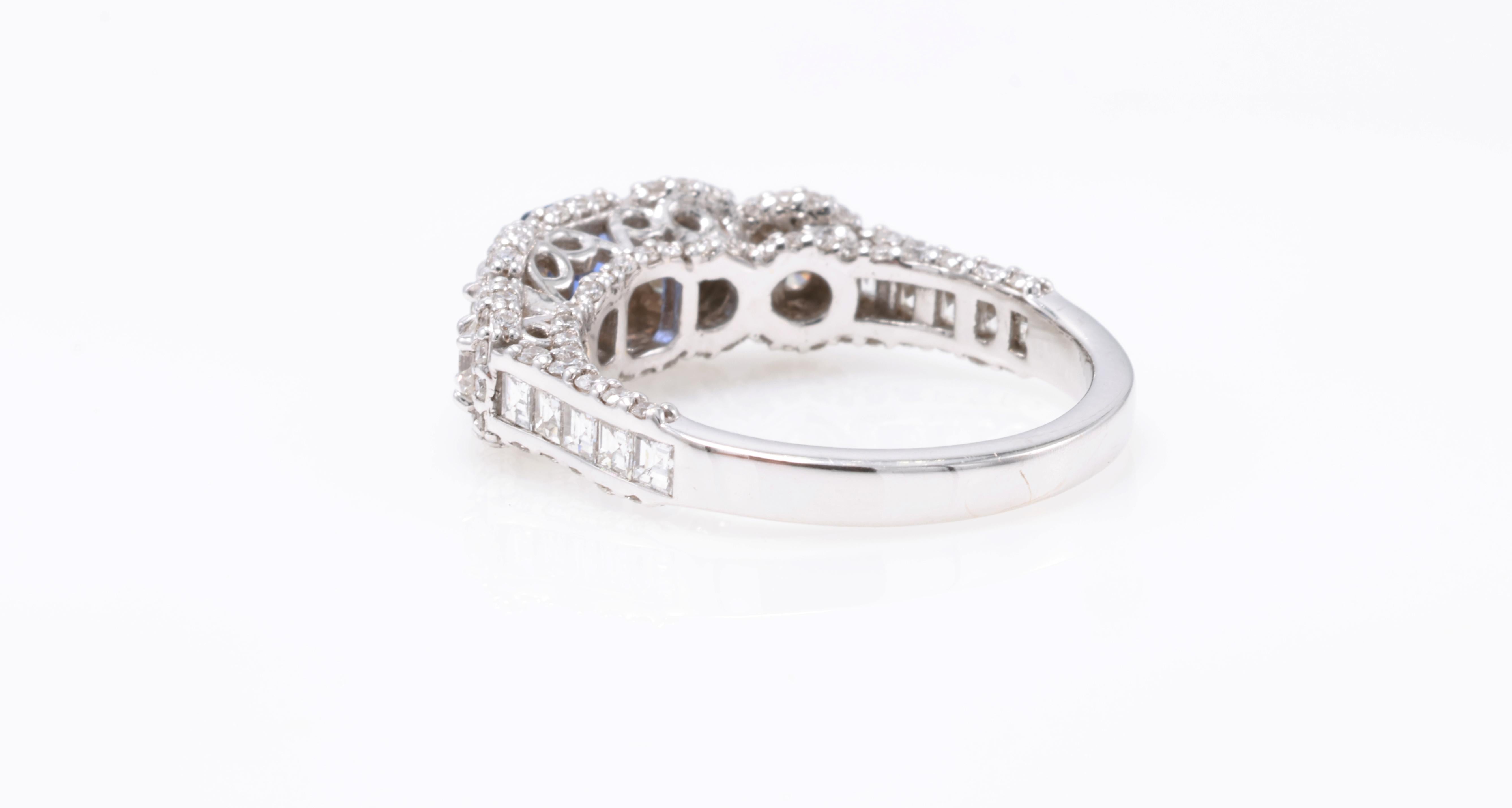 0.77 Carat Emerald Sapphire Ring For Sale 4