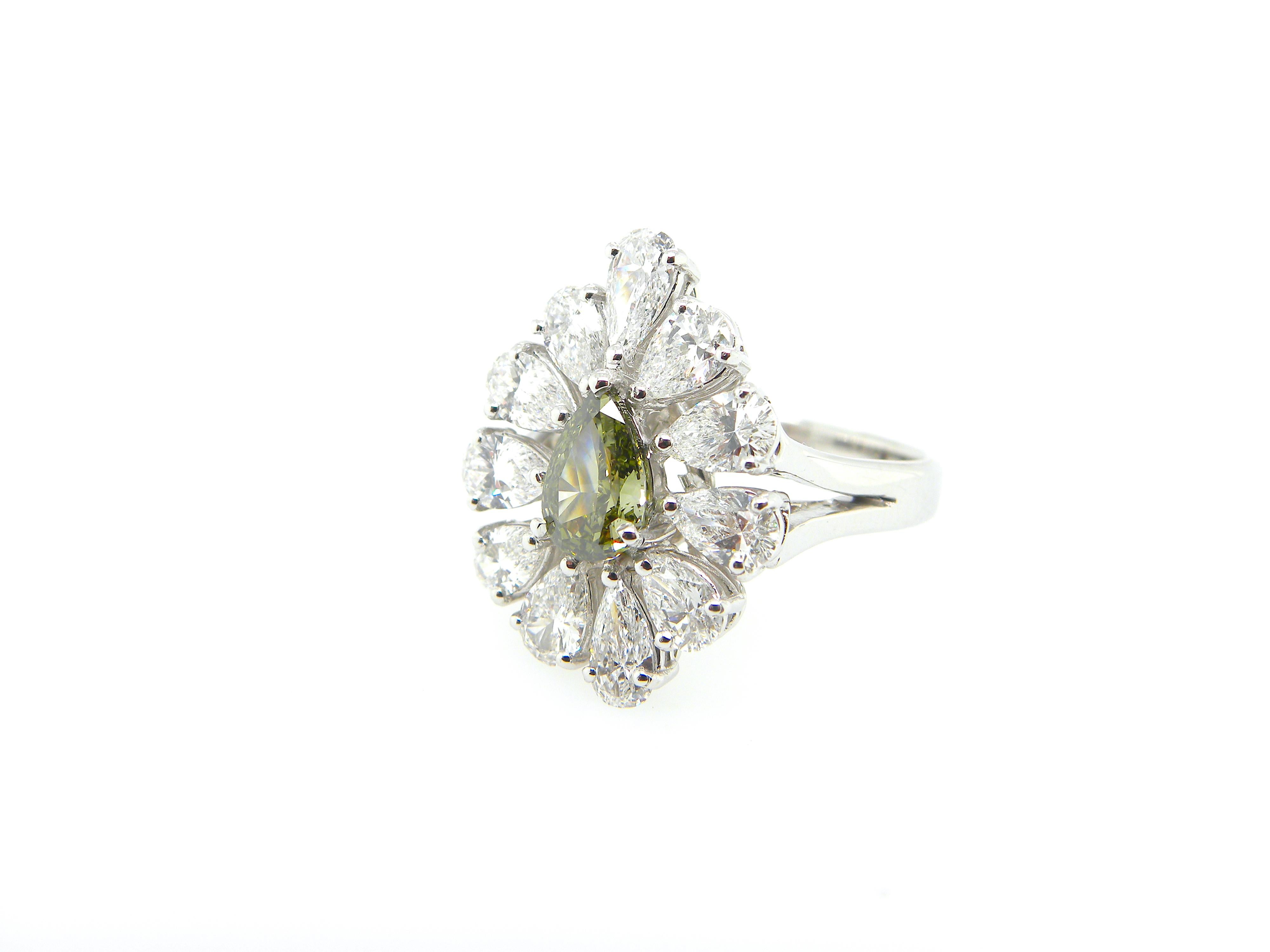 0,77 Karat GIA-zertifizierter tiefgrau-gelbgrüner Diamant-Goldring 6