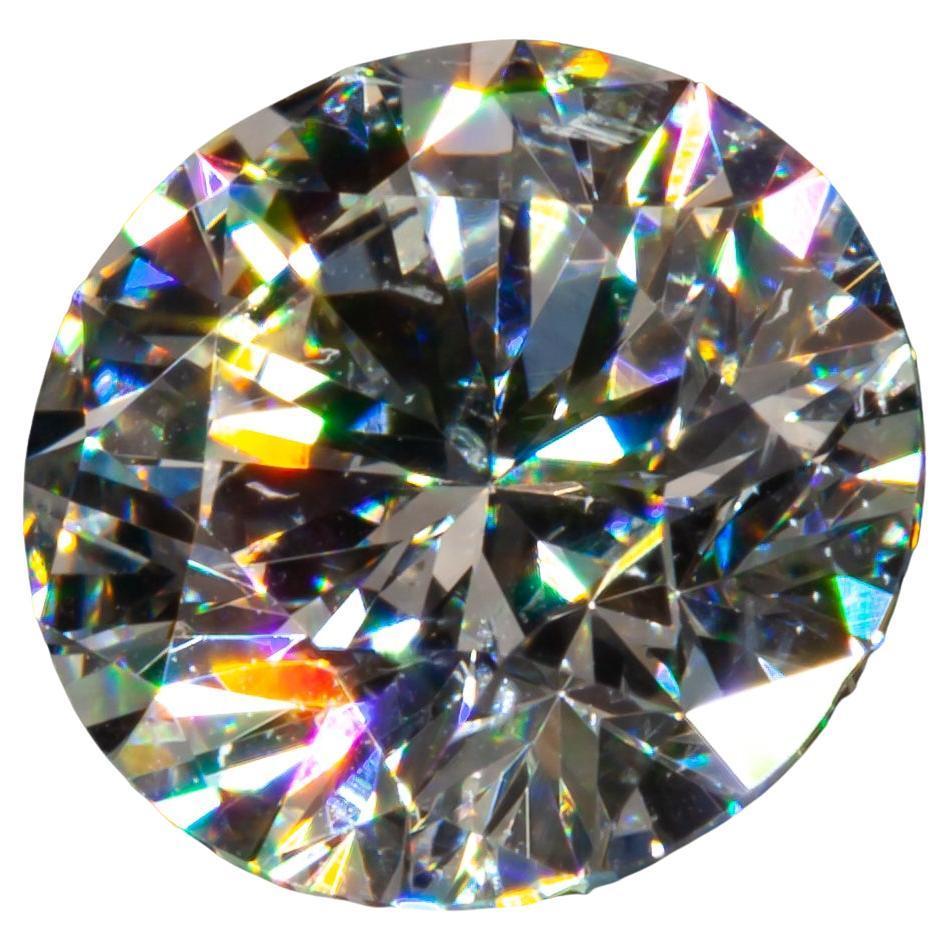Diamant rond brillant de 0,77 carat non serti F/ SI2 certifié GIA en vente