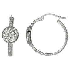 Pendientes de aro de diamante natural de 0,77 quilates G SI Oro blanco de 14 quilates