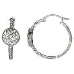 0.77 Carat Natural Diamond Hoop Earrings G SI 14K White Gold