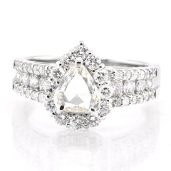 0.77 Carat Natural Rose Cut Diamond Ring Set in Platinum