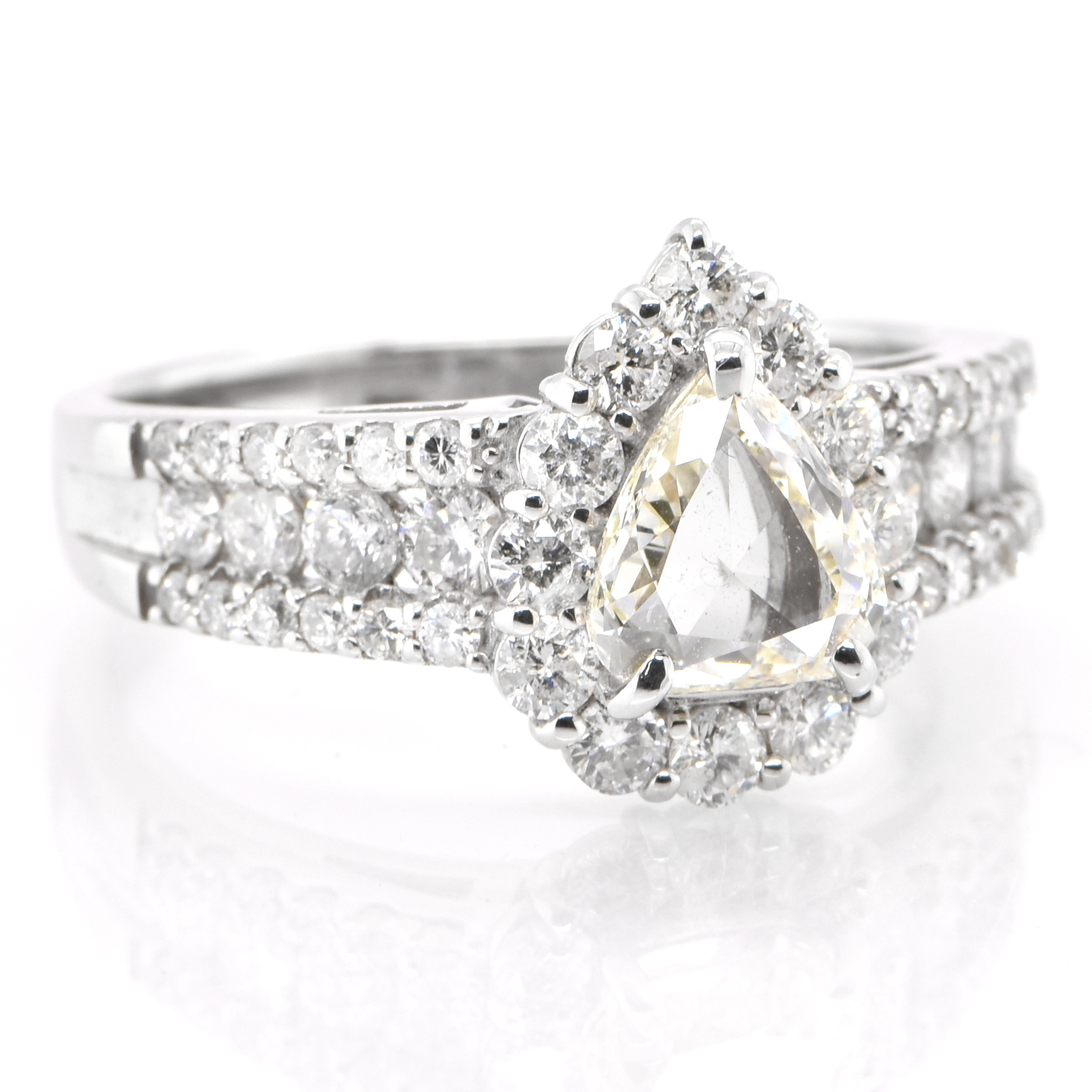 Modern 0.77 Carat Natural Rose Cut Diamond Ring Set in Platinum For Sale