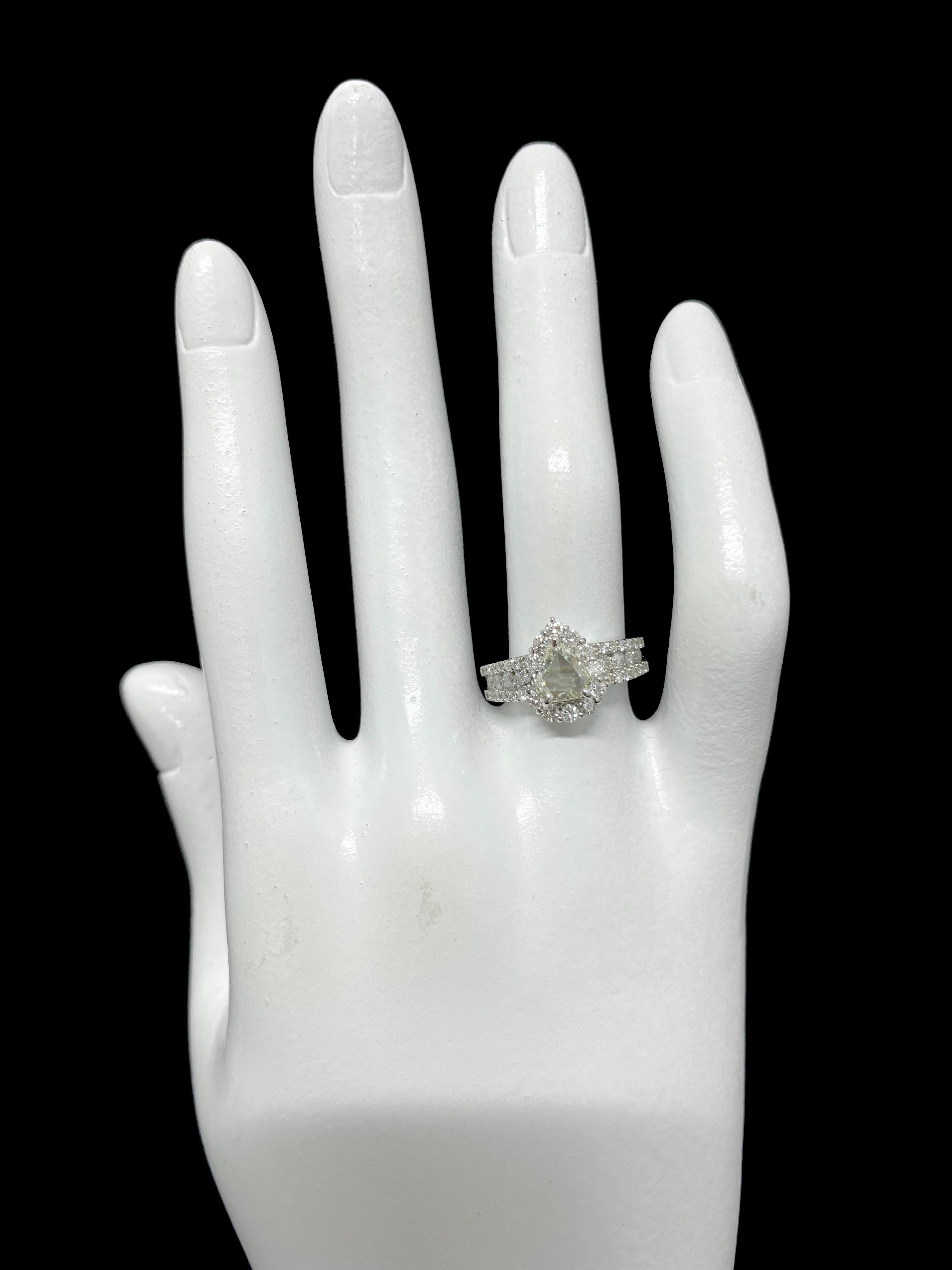 0.77 Carat Natural Rose Cut Diamond Ring Set in Platinum For Sale 2