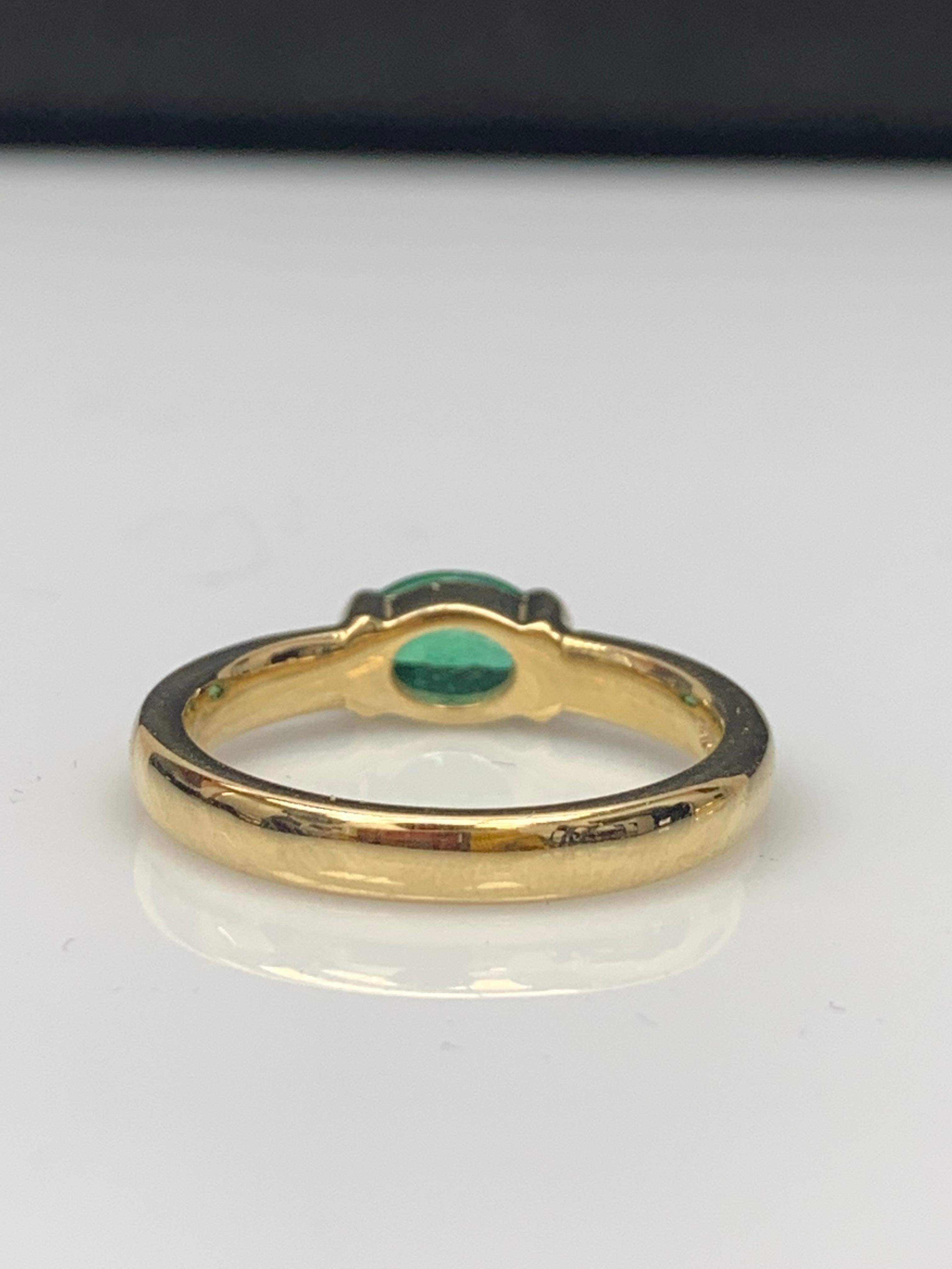 0.77 Carat Oval Cut Emerald Band Ring in 14K Yellow Gold For Sale 6