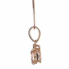0.77 Carat Oval-Cut Morganite with Diamond Accents 14K Rose Gold Pendant