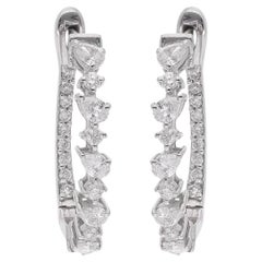 0.77 Carat Pear Diamond Hoop Earrings 18 Karat White Gold Handmade Fine Jewelry