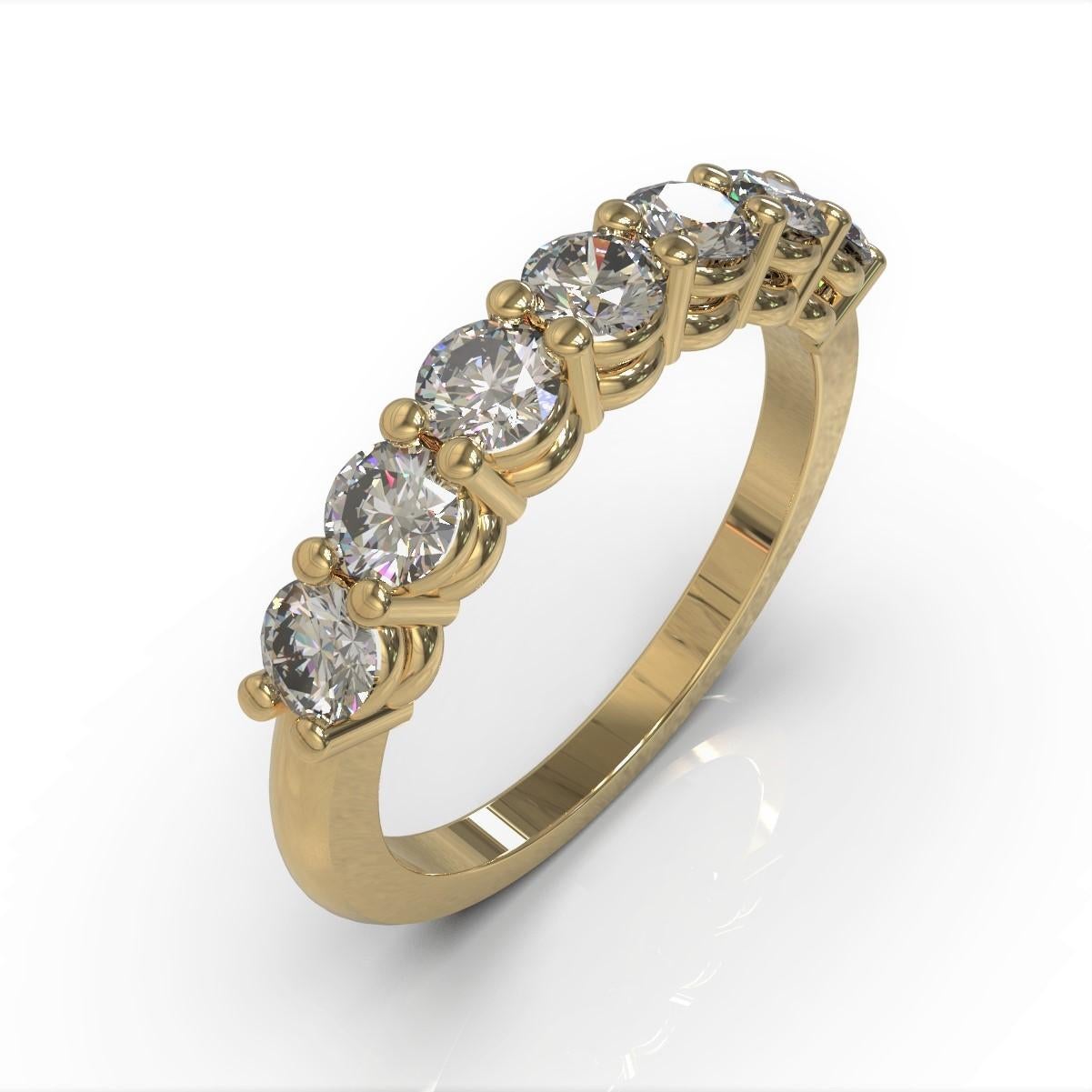 Seven Diamonds Bridal Ring

This stunning bridal ring set with seven beautiful round brilliant cut diamonds, this lovely band is well suited as a dress, wedding or other special commitment ring.

Round brilliant cut diamonds: FG colour, VS-SI