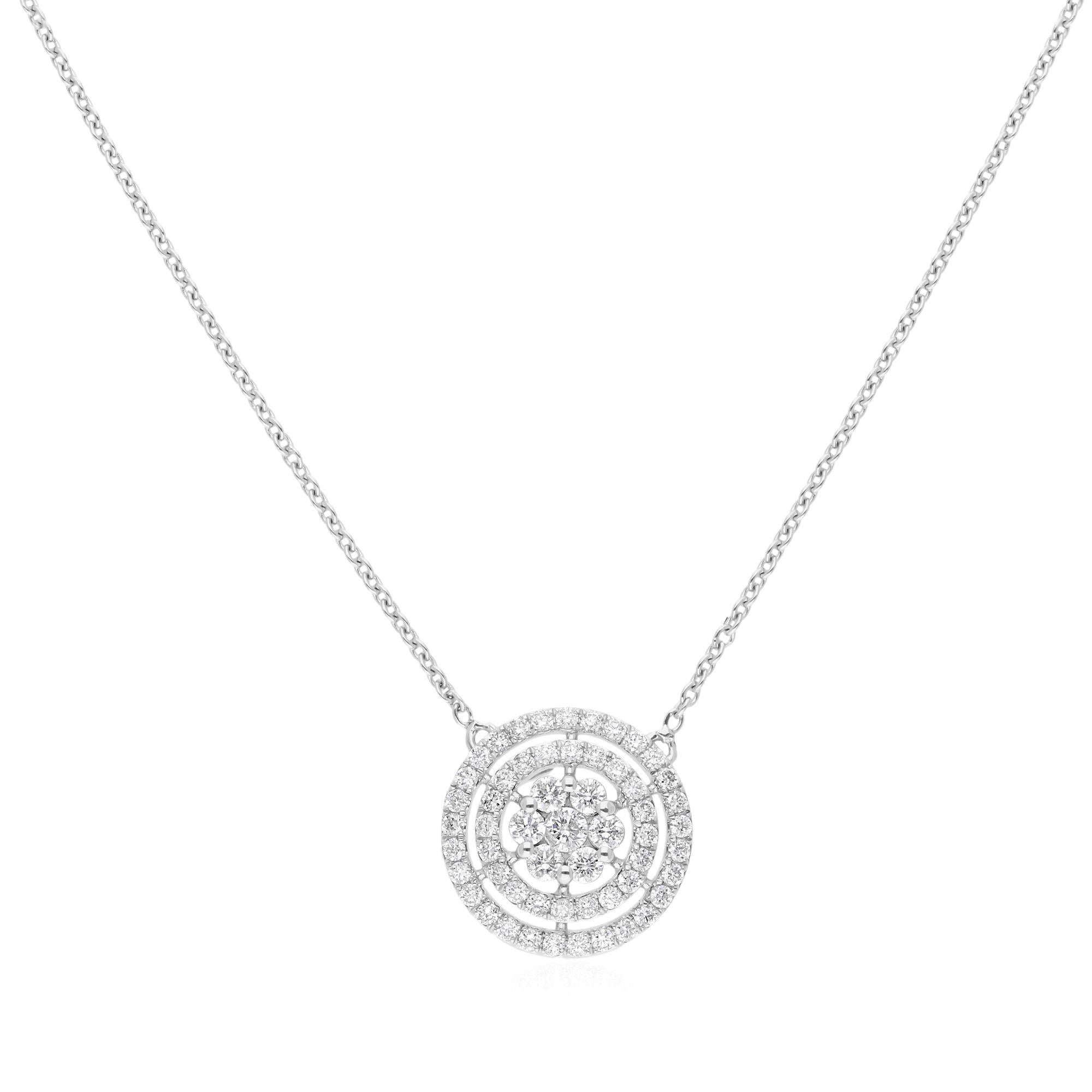 0,77 Carati SI Chiarezza HI Colore Ciondolo di diamanti Collana fine in oro bianco 14 carati In condizioni Nuovo in vendita a Diera, Dubai