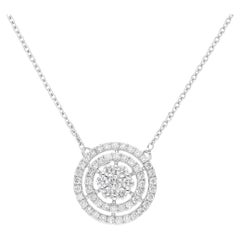 0,77 Carati SI Chiarezza HI Colore Ciondolo di diamanti Collana fine in oro bianco 14 carati