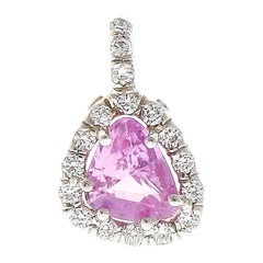 0.77 Carat Trillion Pink Sapphire and Diamond Pendant Necklace in 18 Karat Gold