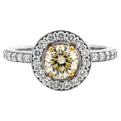 0.77 Ct Natural Fancy Light Yellow Diamond Ring