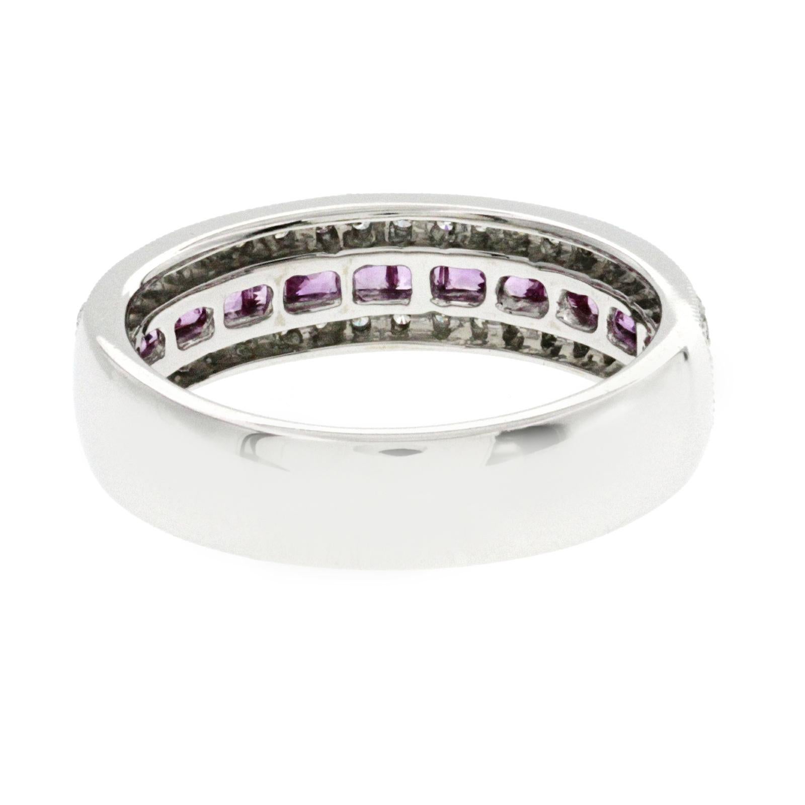 Alliance en or 18 carats avec saphir rose de 0,77 carat et diamants de 0,28 carat en vente 1