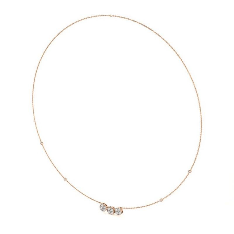 Moderno Collana con ciondolo Tri Cushion con diamante da 0,77 CTW in oro rosa 14K Moonlight Collection'S in vendita