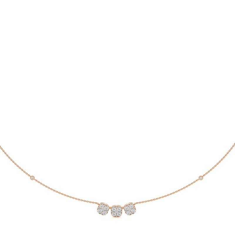Collana con ciondolo Tri Cushion con diamante da 0,77 CTW in oro rosa 14K Moonlight Collection'S In condizioni Nuovo in vendita a Paramus, NJ
