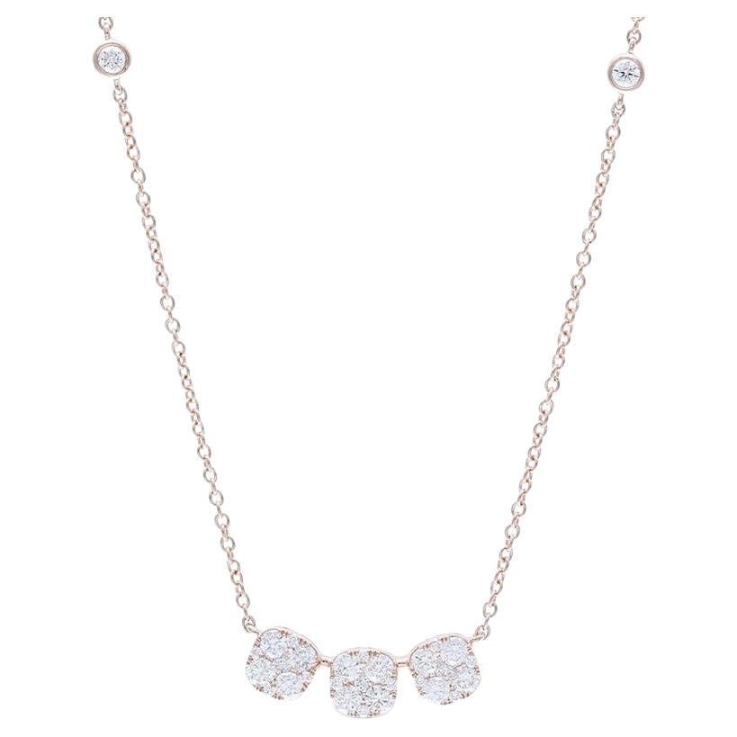 0.77 CTW diamond 14K Rose gold moonlight Collection Tri Cushion Pendant Necklace